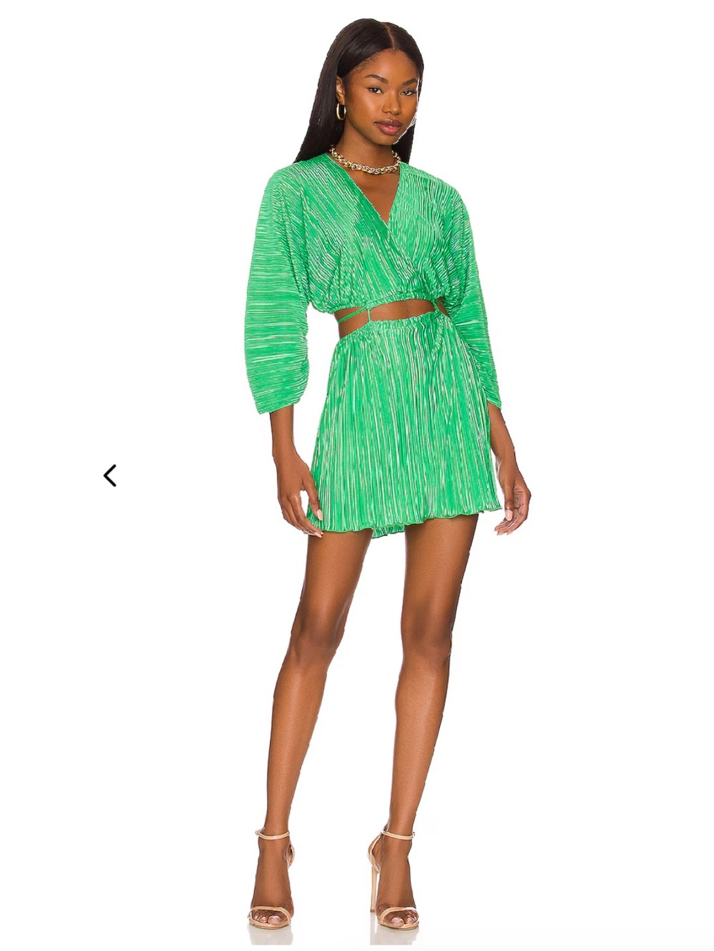 Good American Plisse Sculpted Dress Summer Green NWT Size 1/2